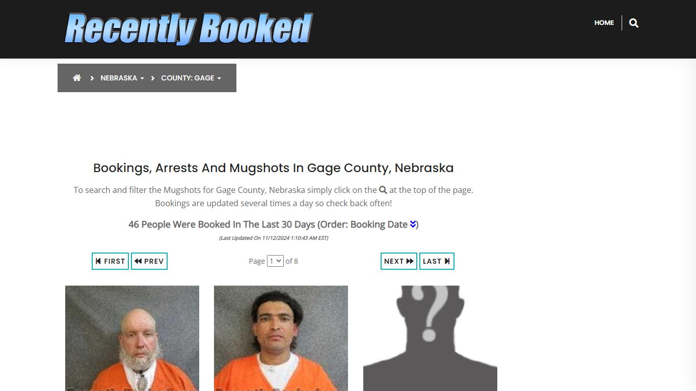 Bookings, Arrests and Mugshots in Gage County, Nebraska - Recently Booked