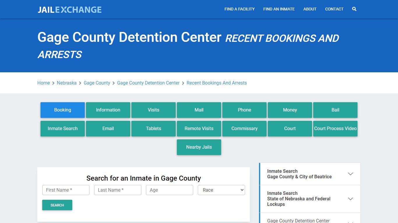 Gage County Detention Center Recent Bookings And Arrests - Jail Exchange