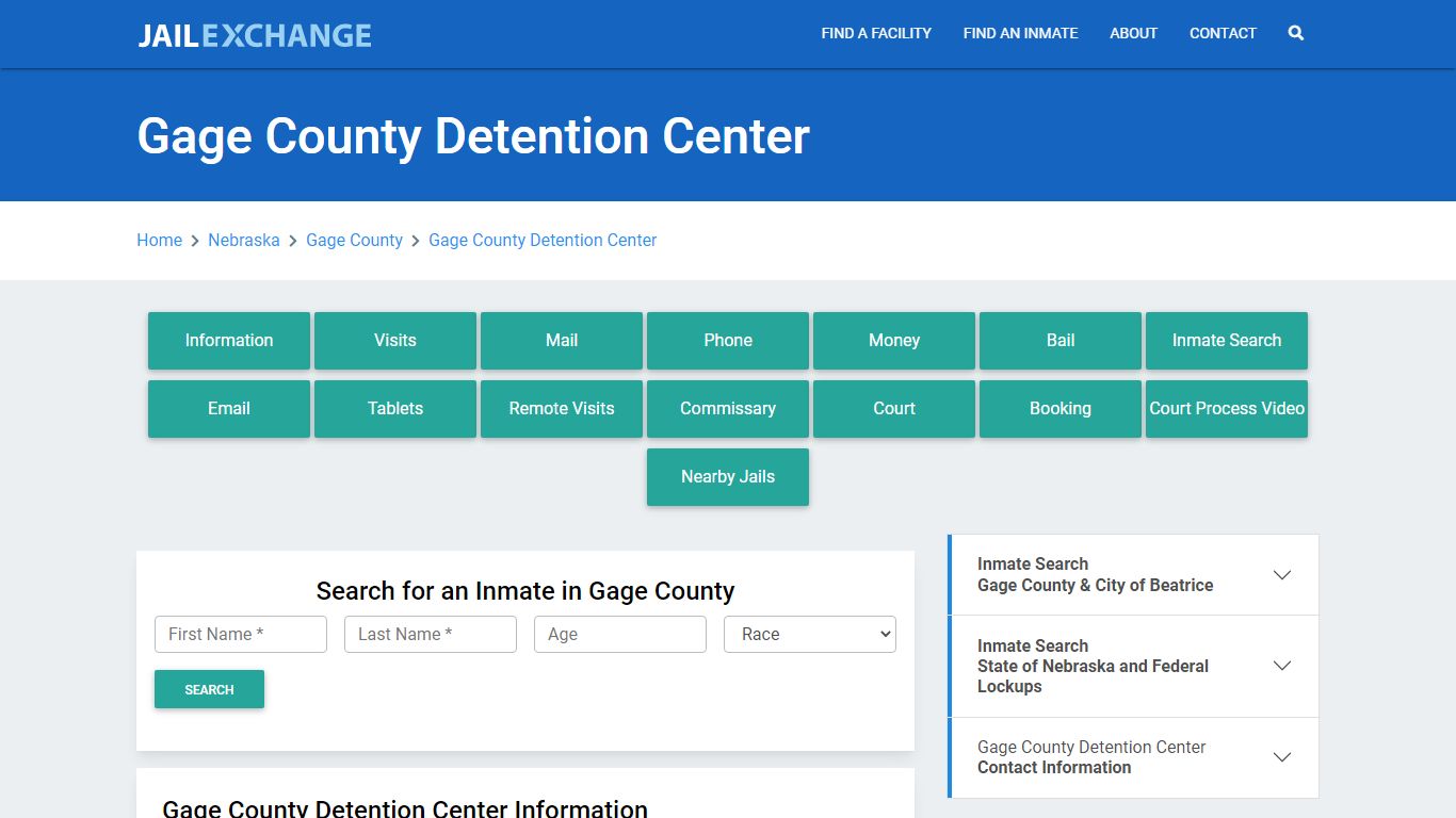 Gage County Detention Center Roster Lookup, NE, Inmate Search